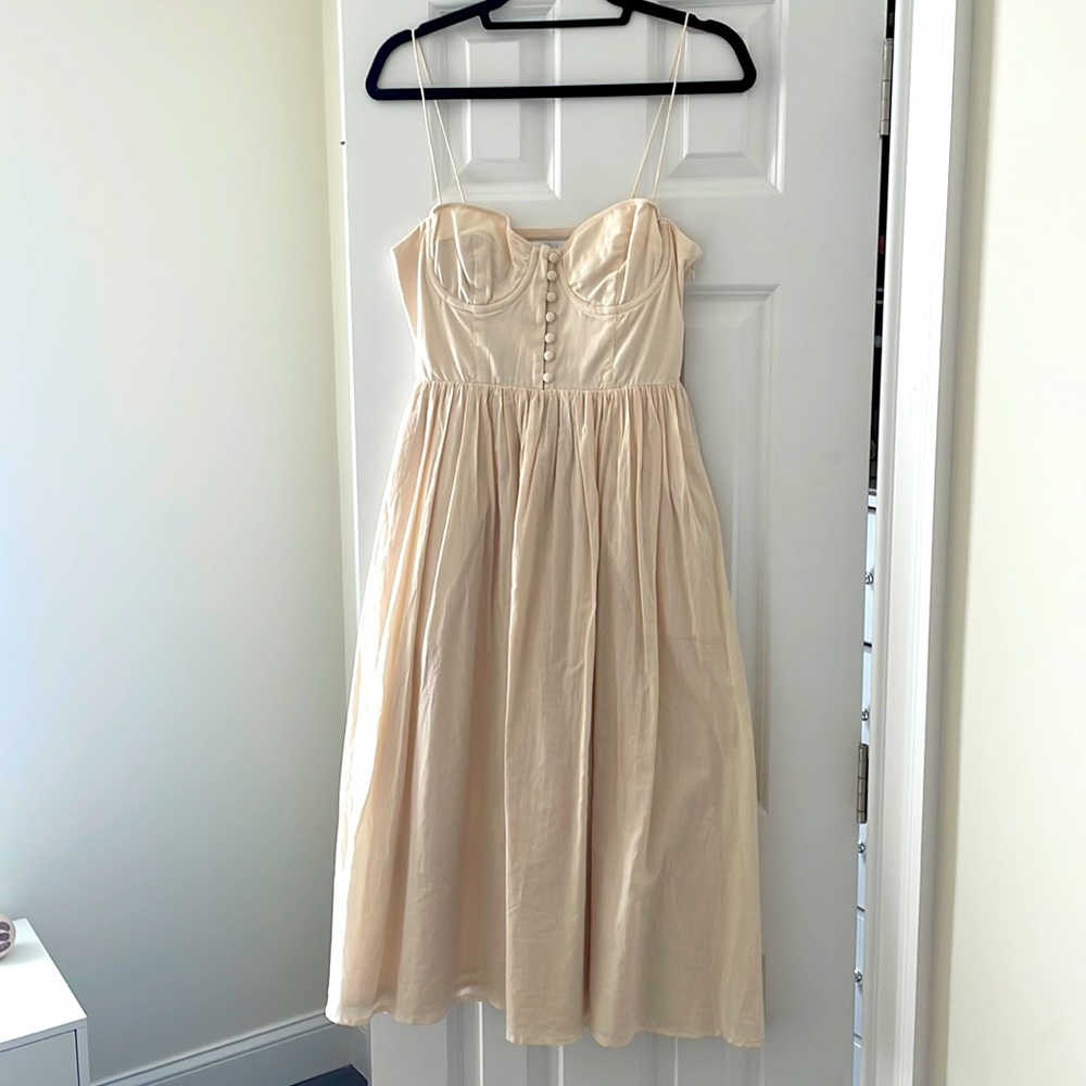 L’Acadamie button bustier top cream midi dress NWOT